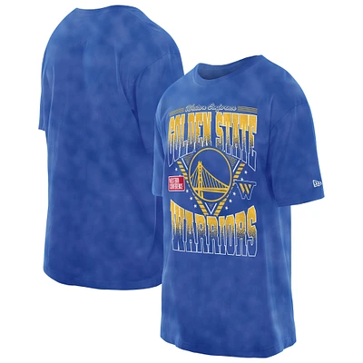 Men's New Era Royal Golden State Warriors Boxy Old School Sport Vintage Wash T-Shirt