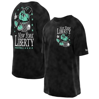 Men's New Era Black York Liberty Old School Sport Enzyme Wash Oversized T-Shirt