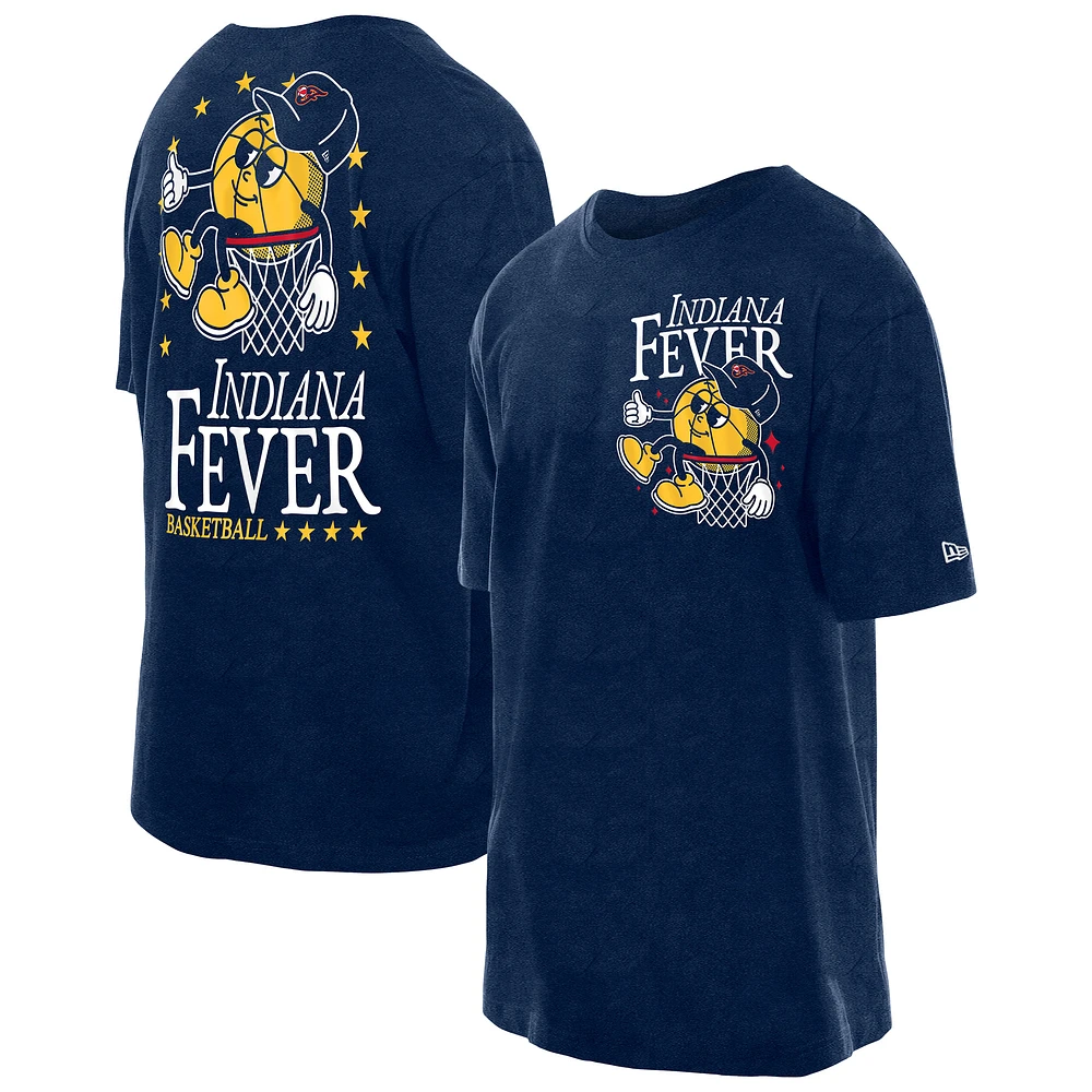 Men's New Era Navy Indiana Fever Old School Sport Enzyme Wash Oversized T-Shirt