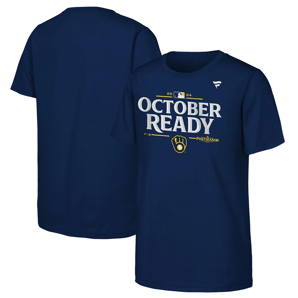 Youth Fanatics  Navy Milwaukee Brewers 2024 MLB Postseason Locker Room T-Shirt