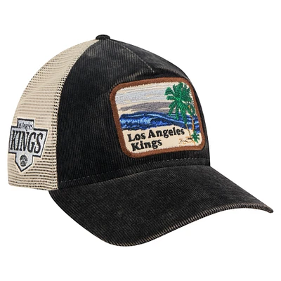 Men's New Era Black/Cream Los Angeles Kings Vintage Landscape 9TWENTY A-Frame Adjustable Trucker Hat