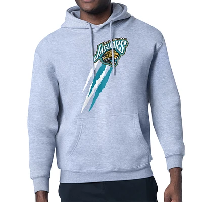 Men's Starter  Heather Gray Jacksonville Jaguars Retro Team Logo Color Scratch Pullover Hoodie