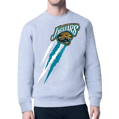 Men's Starter  Heather Gray Jacksonville Jaguars Retro Team Logo Color Scratch Pullover Sweatshirt