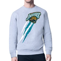 Men's Starter  Heather Gray Jacksonville Jaguars Retro Team Logo Color Scratch Pullover Sweatshirt