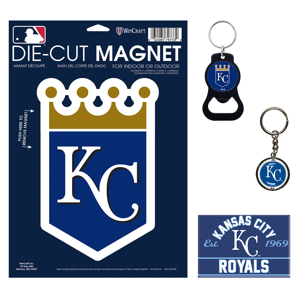 WinCraft Kansas City Royals 4-Pack Key Rings and Magnets Set