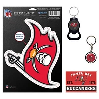 WinCraft Tampa Bay Buccaneers 4-Pack Key Rings and Magnets Set