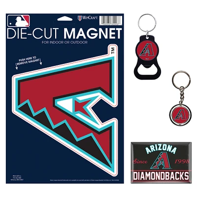 WinCraft Arizona Diamondbacks 4-Pack Key Rings and Magnets Set