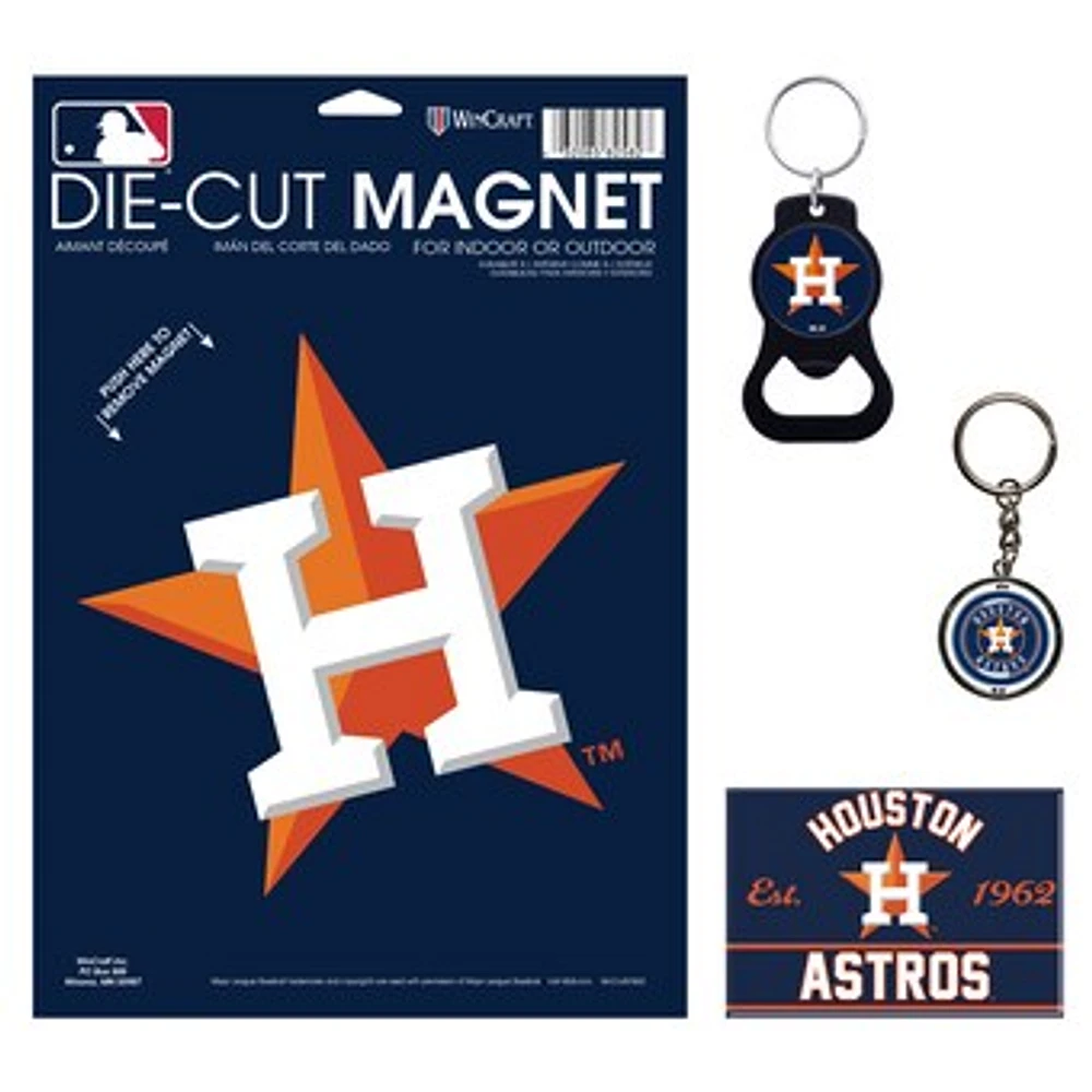 WinCraft Houston Astros 4-Pack Key Rings and Magnets Set