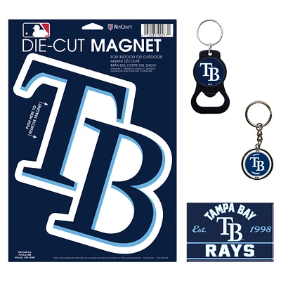 WinCraft Tampa Bay Rays 4-Pack Key Rings and Magnets Set