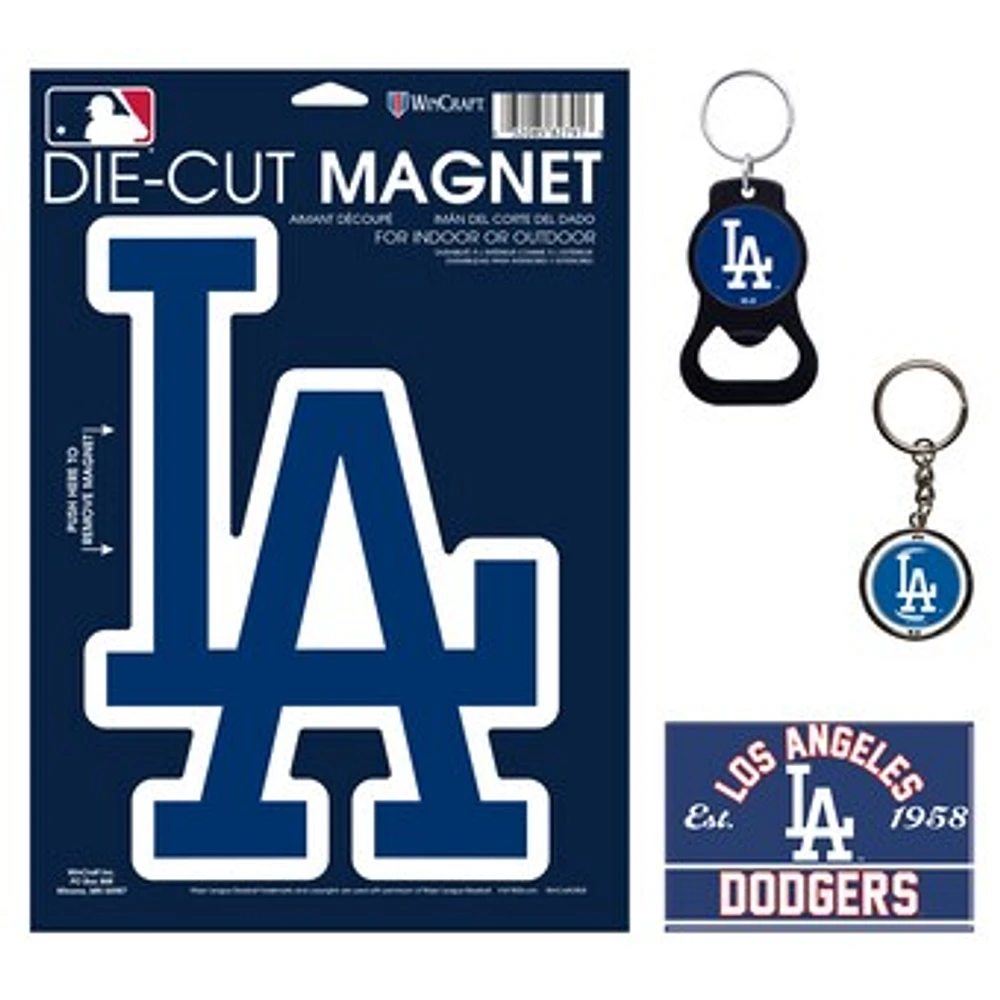 WinCraft Los Angeles Dodgers 4-Pack Key Rings and Magnets Set