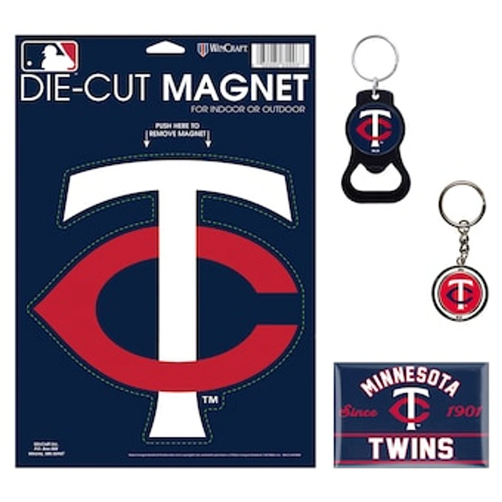 WinCraft Minnesota Twins 4-Pack Key Rings and Magnets Set