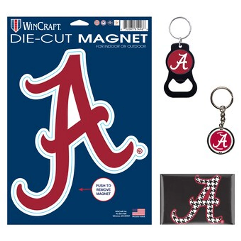 WinCraft Alabama Crimson Tide 4-Pack Key Rings and Magnets Set