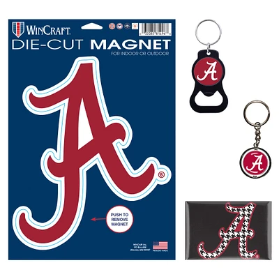 WinCraft Alabama Crimson Tide 4-Pack Key Rings and Magnets Set