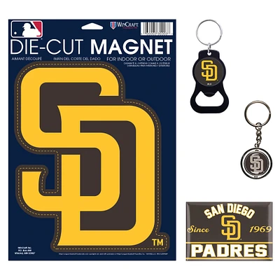 WinCraft San Diego Padres 4-Pack Key Rings and Magnets Set