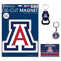 WinCraft Arizona Wildcats 4-Pack Key Rings and Magnets Set