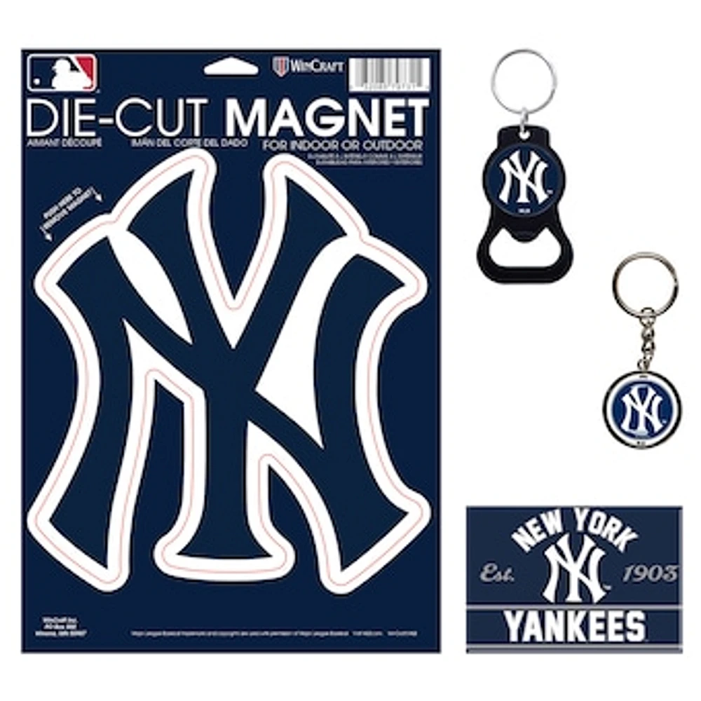 WinCraft New York Yankees 4-Pack Key Rings and Magnets Set