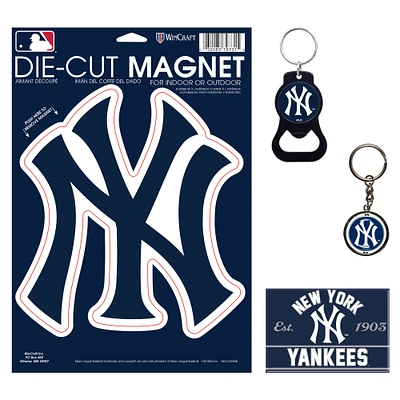 WinCraft New York Yankees 4-Pack Key Rings and Magnets Set