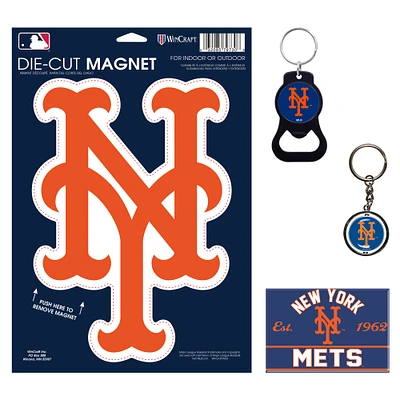 WinCraft New York Mets 4-Pack Key Rings and Magnets Set