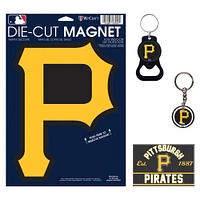 WinCraft Pittsburgh Pirates 4-Pack Key Rings and Magnets Set