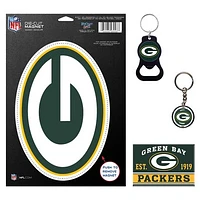 WinCraft Green Bay Packers 4-Pack Key Rings and Magnets Set