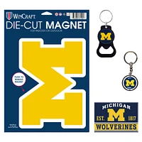 WinCraft Michigan Wolverines 4-Pack Key Rings and Magnets Set