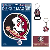 WinCraft Florida State Seminoles 4-Pack Key Rings and Magnets Set