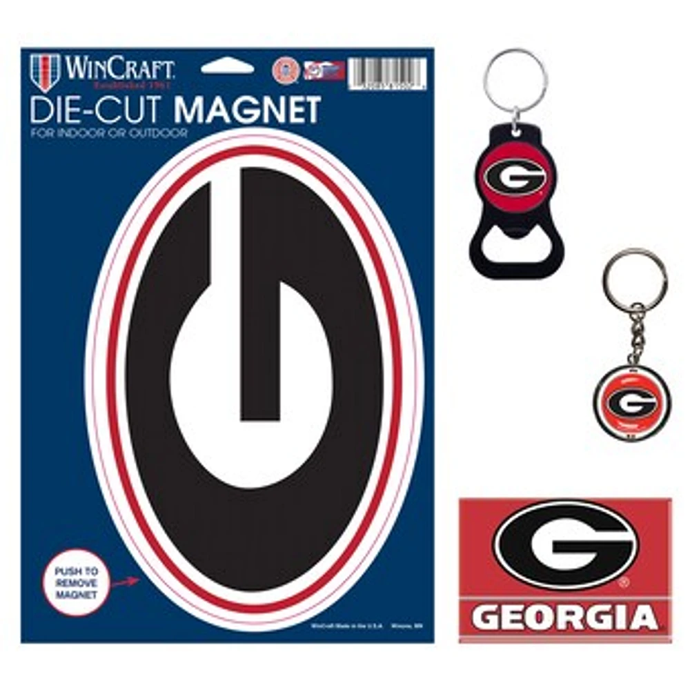 WinCraft Georgia Bulldogs 4-Pack Key Rings and Magnets Set