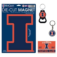 WinCraft Illinois Fighting Illini 4-Pack Key Rings and Magnets Set