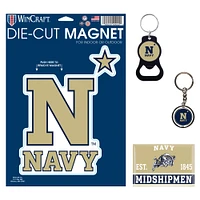 WinCraft Navy Midshipmen 4-Pack Key Rings and Magnets Set