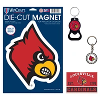 WinCraft Louisville Cardinals 4-Pack Key Rings and Magnets Set