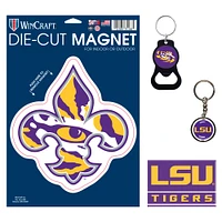 WinCraft LSU Tigers 4-Pack Key Rings and Magnets Set