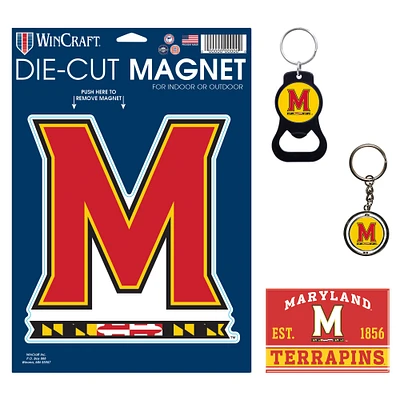 WinCraft Maryland Terrapins 4-Pack Key Rings and Magnets Set