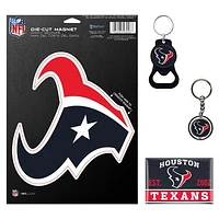 WinCraft Houston Texans 4-Pack Key Rings and Magnets Set