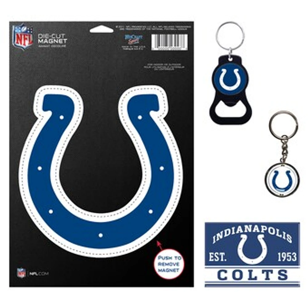 WinCraft Indianapolis Colts 4-Pack Key Rings and Magnets Set