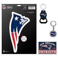 WinCraft New England Patriots 4-Pack Key Rings and Magnets Set