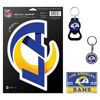 WinCraft Los Angeles Rams 4-Pack Key Rings and Magnets Set