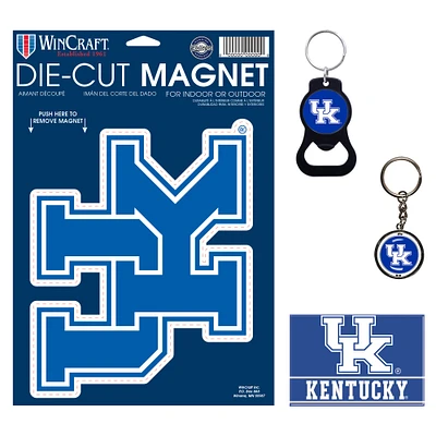 WinCraft Kentucky Wildcats 4-Pack Key Rings and Magnets Set