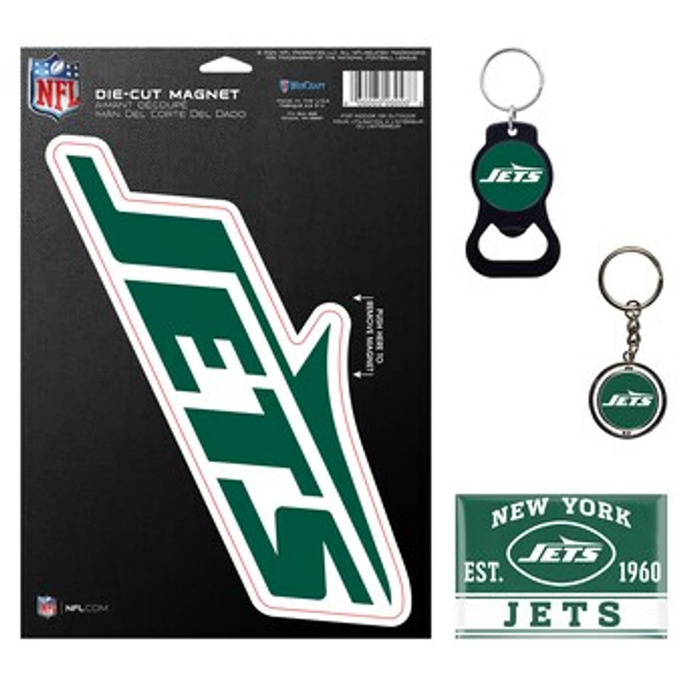 WinCraft New York Jets 4-Pack Key Rings and Magnets Set