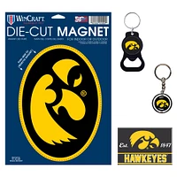 WinCraft Iowa Hawkeyes 4-Pack Key Rings and Magnets Set