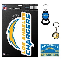 WinCraft Los Angeles Chargers 4-Pack Key Rings and Magnets Set