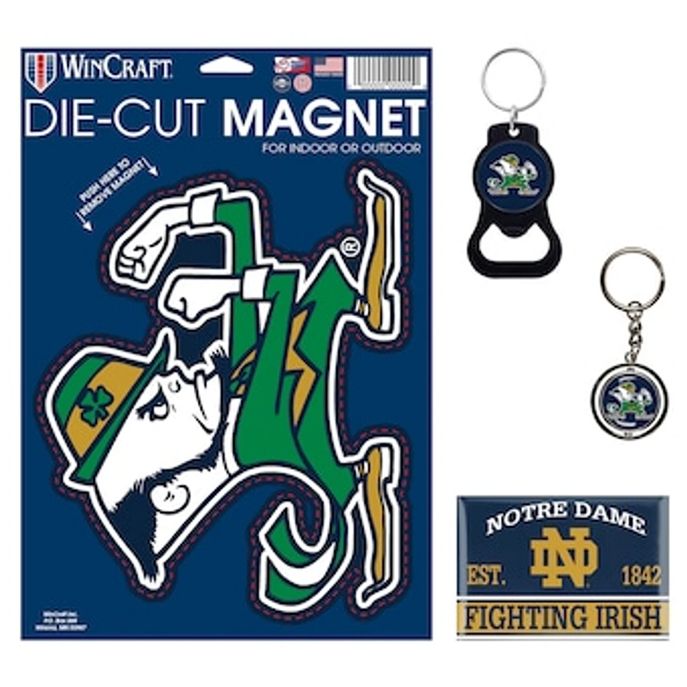 WinCraft Notre Dame Fighting Irish 4-Pack Key Rings and Magnets Set