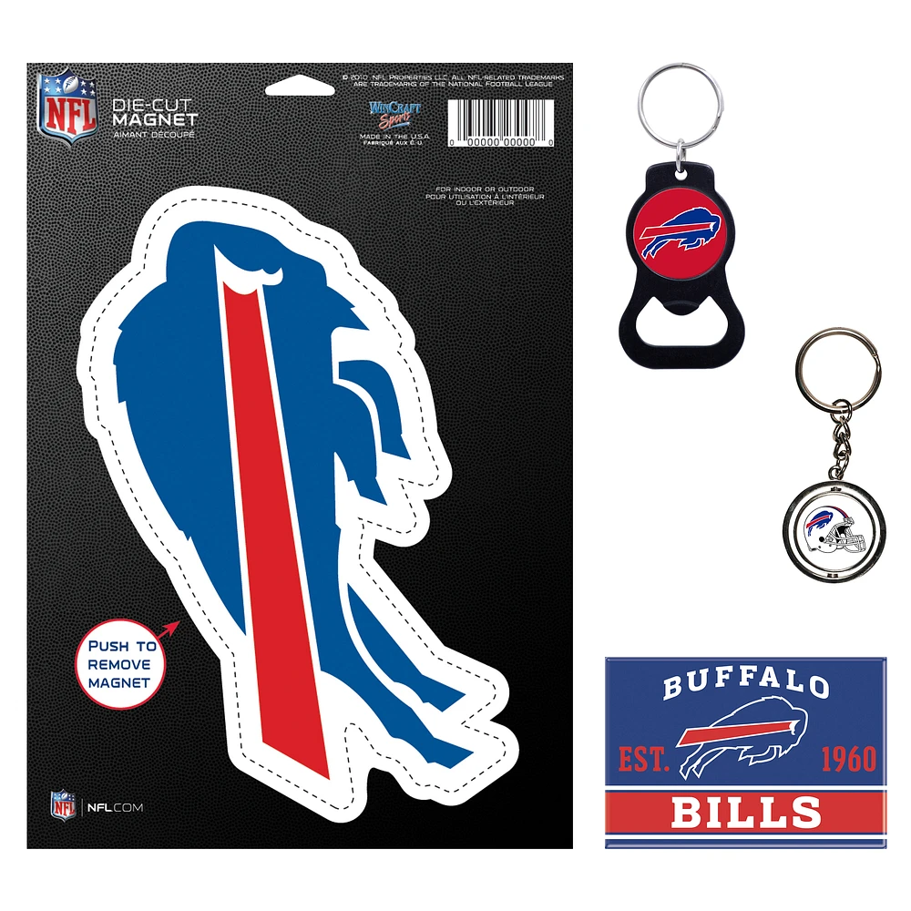 WinCraft Buffalo Bills 4-Pack Key Rings and Magnets Set