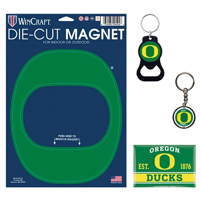 WinCraft Oregon Ducks 4-Pack Key Rings and Magnets Set