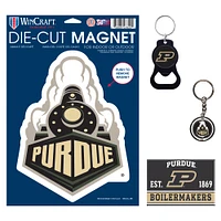 WinCraft Purdue Boilermakers 4-Pack Key Rings and Magnets Set