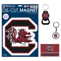 WinCraft South Carolina Gamecocks 4-Pack Key Rings and Magnets Set