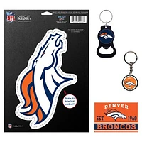 WinCraft Denver Broncos 4-Pack Key Rings and Magnets Set