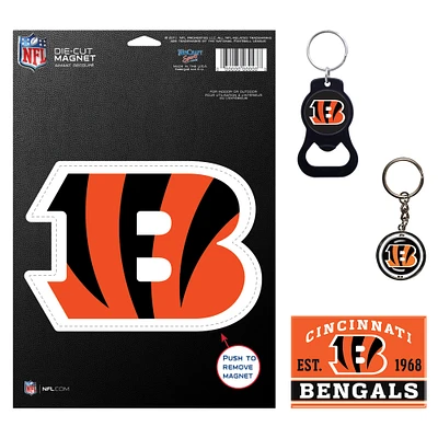 WinCraft Cincinnati Bengals 4-Pack Key Rings and Magnets Set