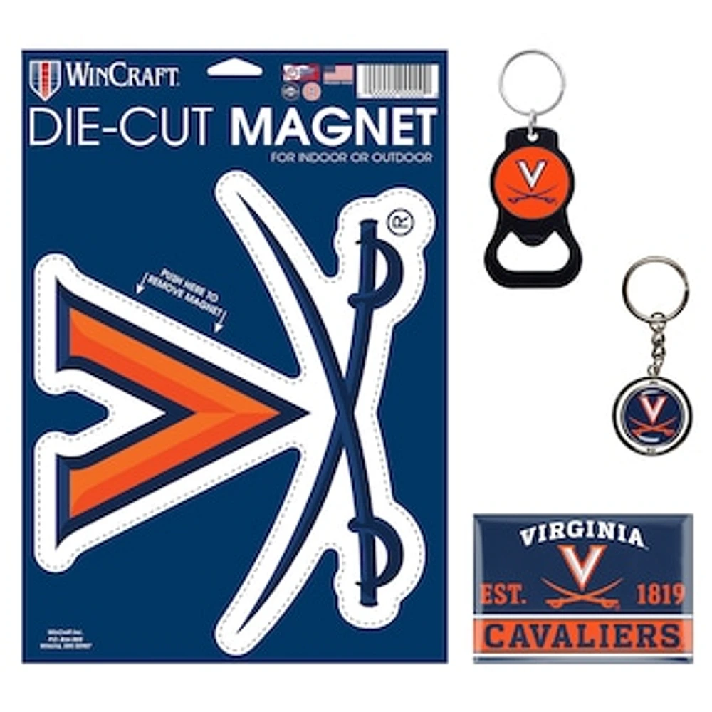 WinCraft Virginia Cavaliers 4-Pack Key Rings and Magnets Set