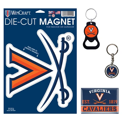 WinCraft Virginia Cavaliers 4-Pack Key Rings and Magnets Set