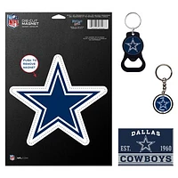 WinCraft Dallas Cowboys 4-Pack Key Rings and Magnets Set